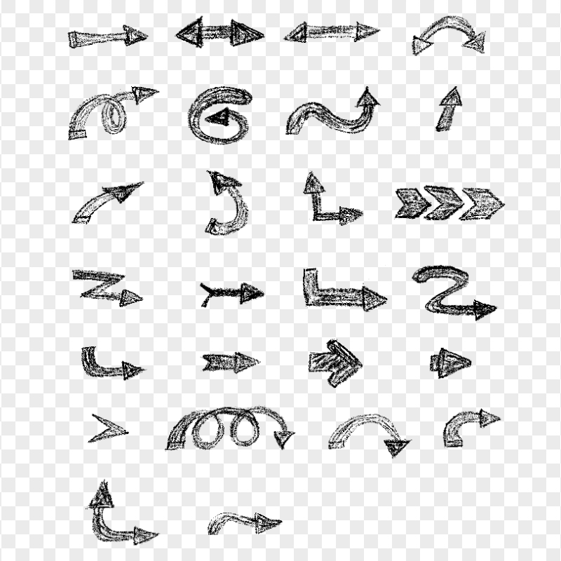 Set Of Black Hand Sketch Chalk Style HD Arrows