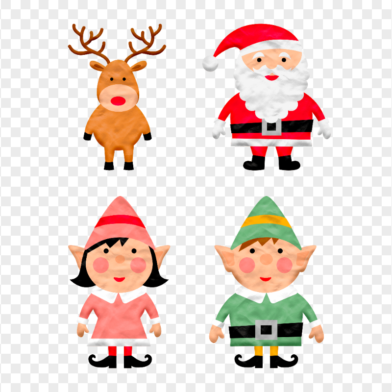 Set Of Christmas Cartoon Characters PNG
