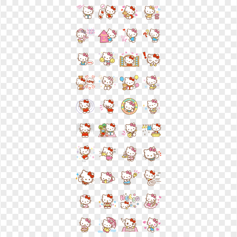 Set Of Hello Kitty Cute Stickers HD Transparent Background