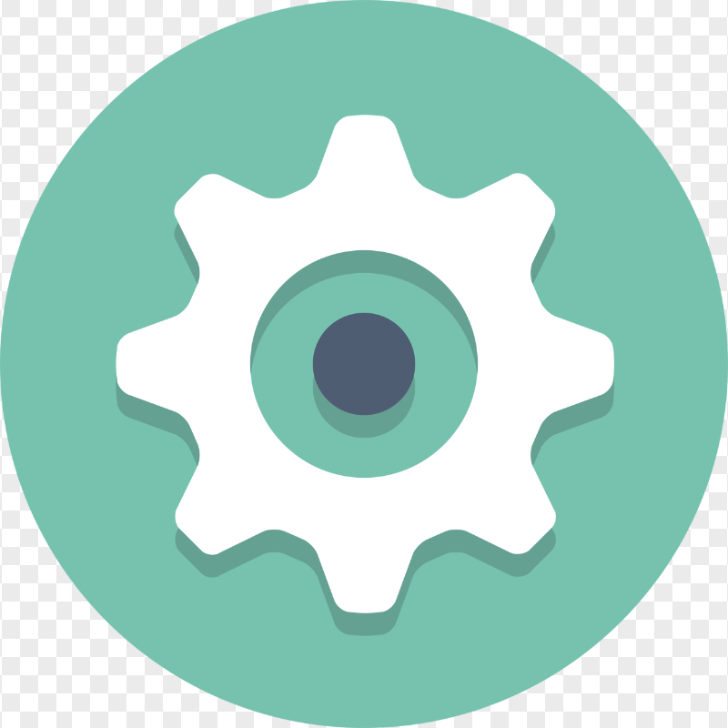 Settings Gear Round Flat Icon PNG