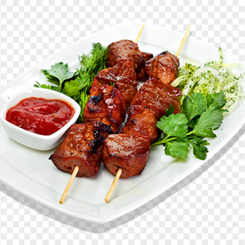 Shashlik Pizza Grilled Kebab with Red Sauce Image PNG