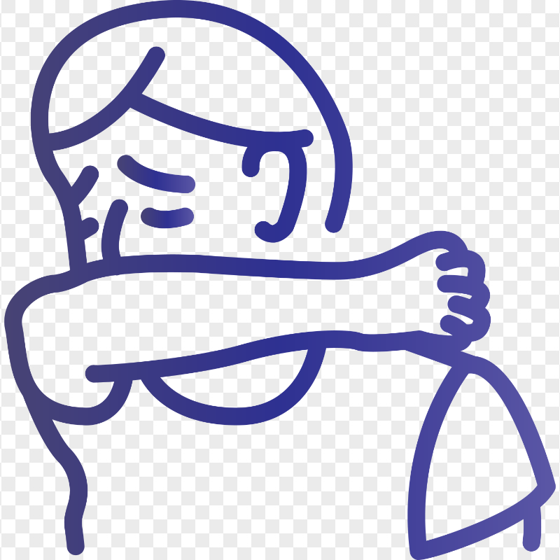 Sick Person Outline Cover Cough Elbow Vector Icon