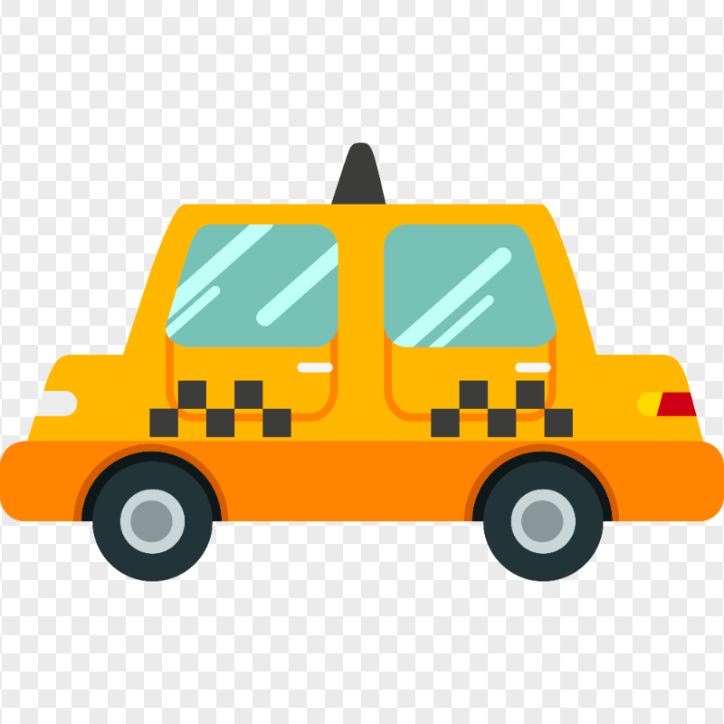 Side View Of Yellow Cartoon Vector Taxi Cab HD PNG