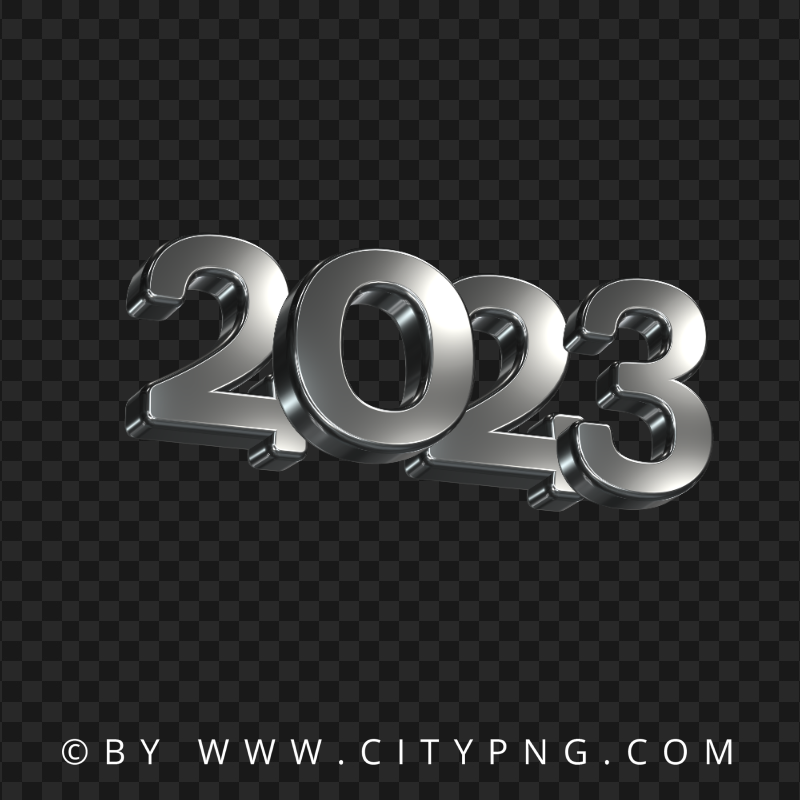 Silver 2023 3D Text Logo New Year HD PNG