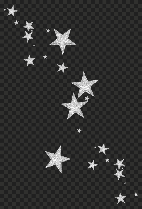 Silver Glitter Floating Stars PNG Image