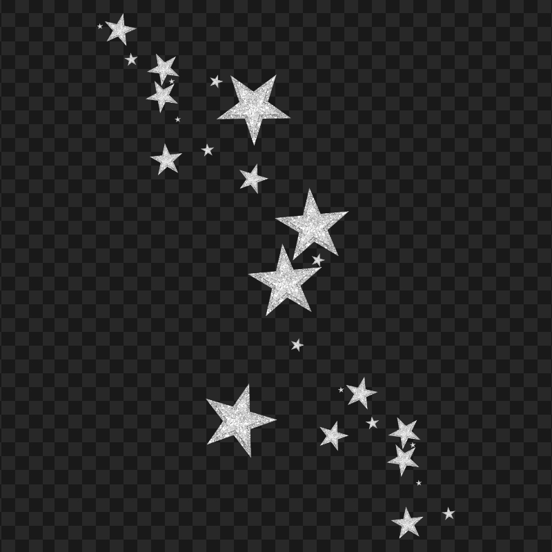 Silver Glitter Floating Stars PNG Image
