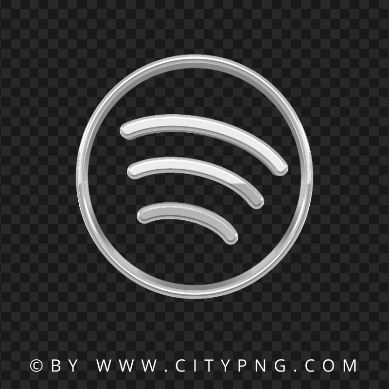 Silver Spotify Logo Icon HD PNG