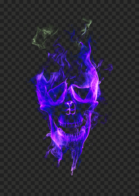 Skull Purple Fire With Smoke FREE PNG