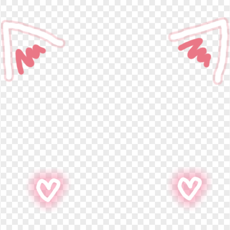 Snapchat Cat Kitten Cute Snow Filter Ears Hearts PNG Image