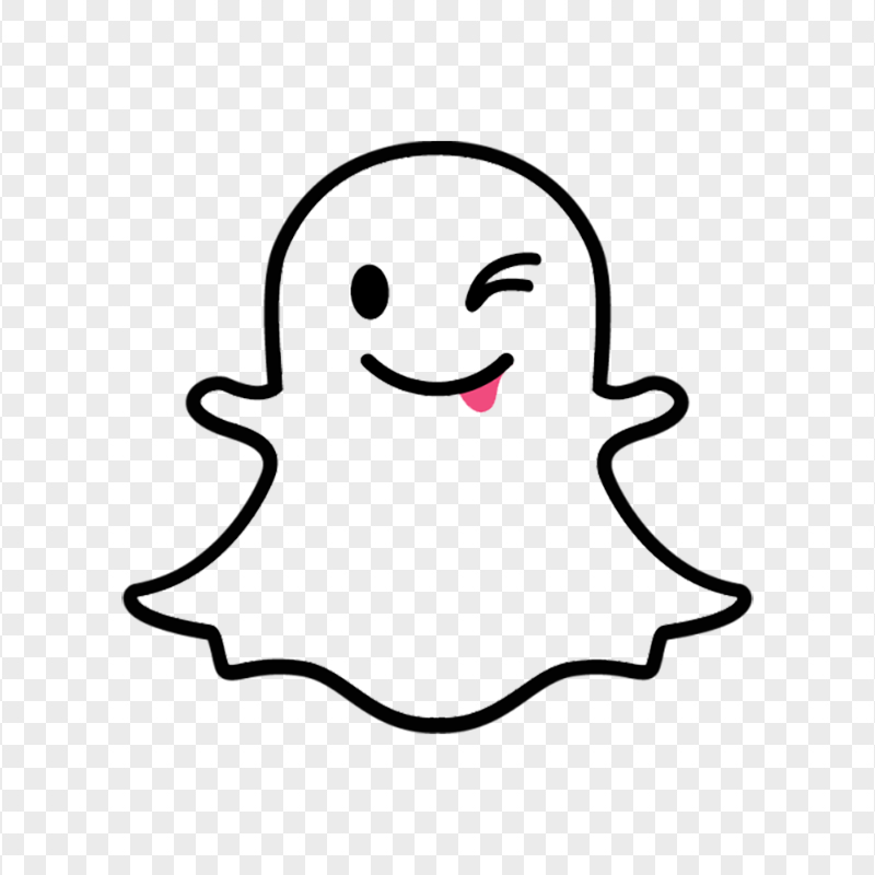 Snapchat Cute Cartoon Ghost Tongue Outline Icon PNG Image