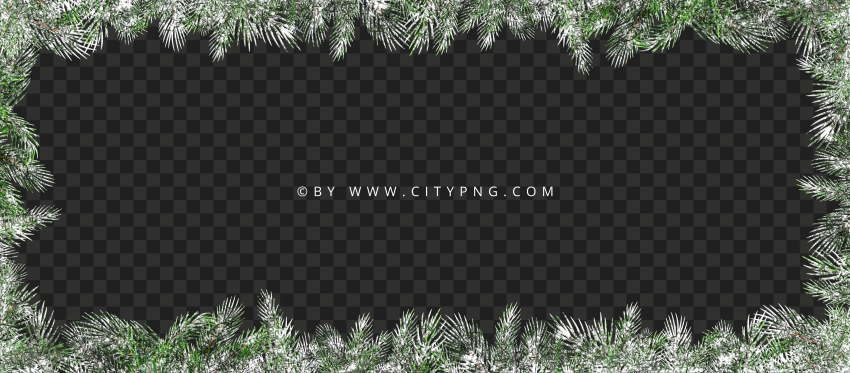 Snowy Pine Branches Frame PNG Image