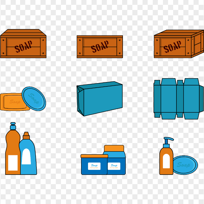 Soap Liquid Bar Cartoon Clipart Packaging Template