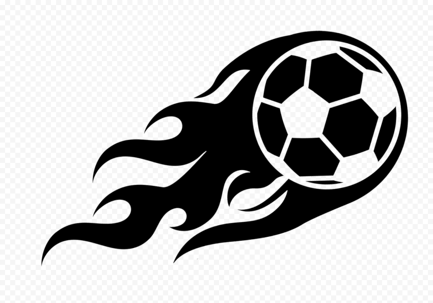 Soccer Ball On Fire Black Icon PNG Citypng