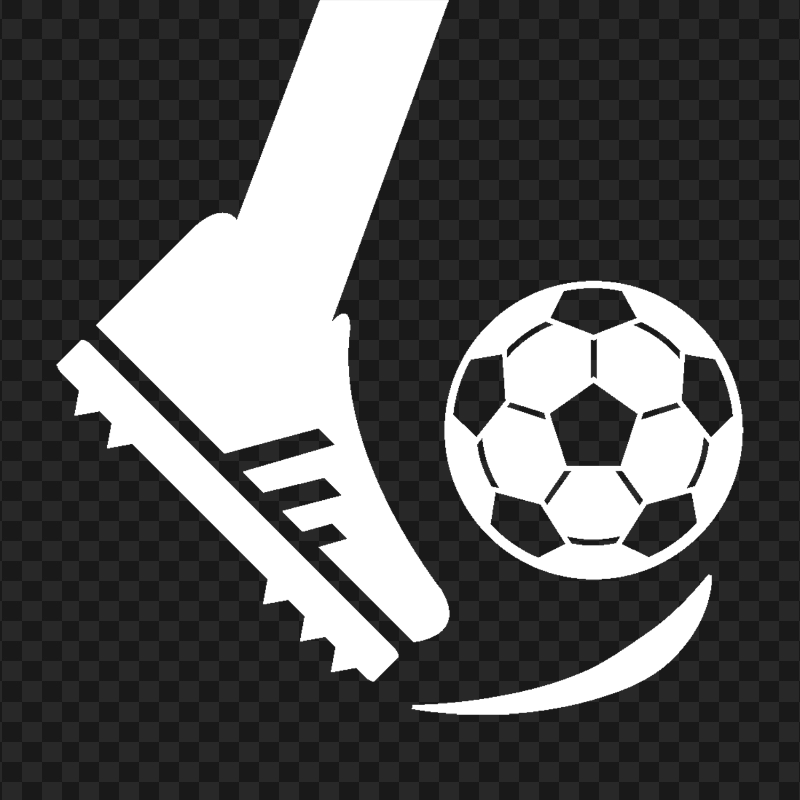 Soccer Ball On Foot White Icon Silhouette