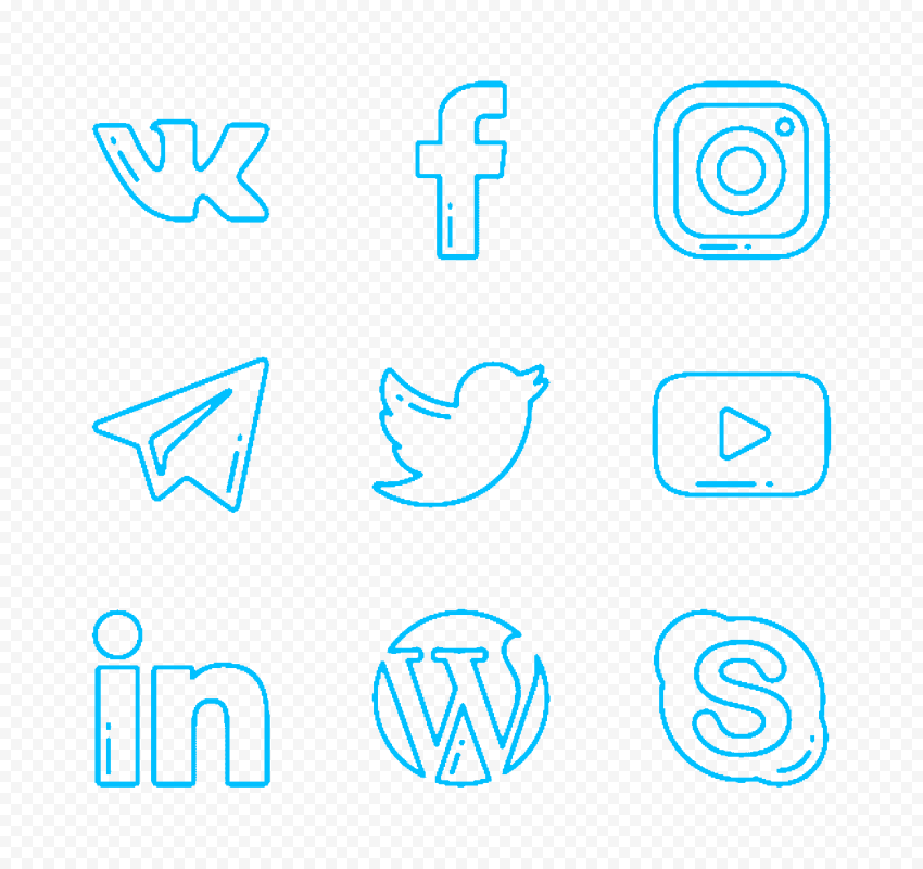 Social Media Blue Drawing Logos Icons FREE PNG