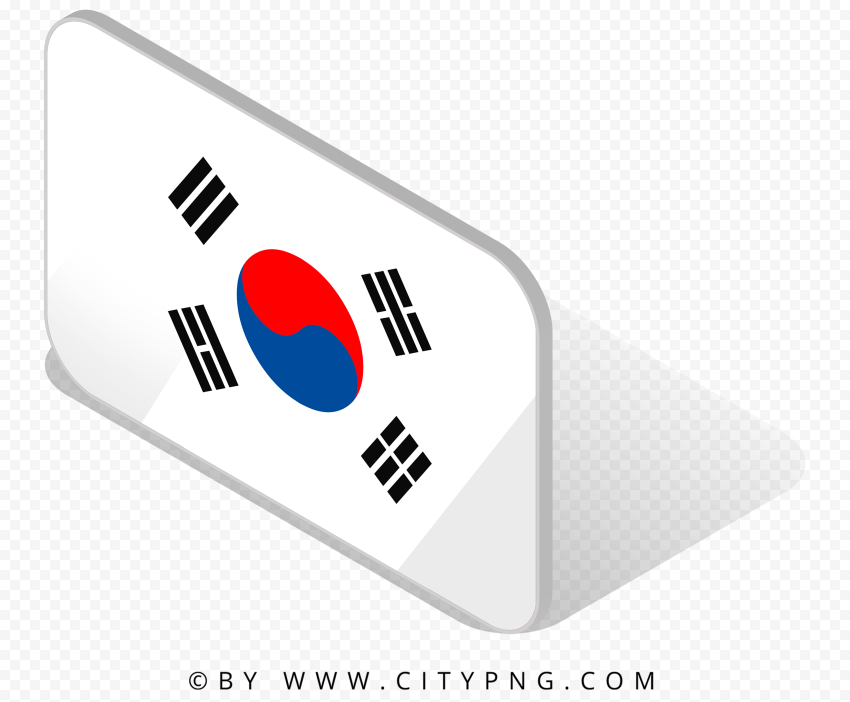 South Korea Isometric 3D Flag Icon FREE PNG