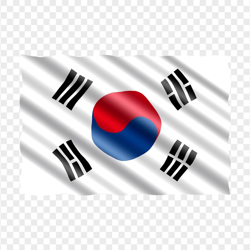 South Korea Waving Illustration Flag HD PNG