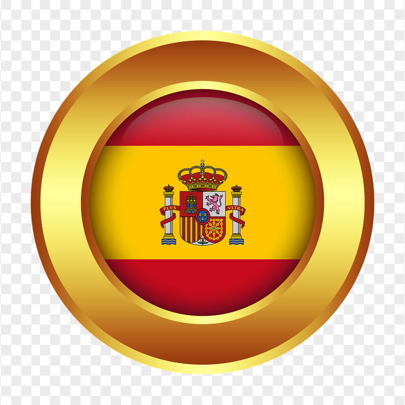 Spain Flag Round Framed Icon Badge PNG