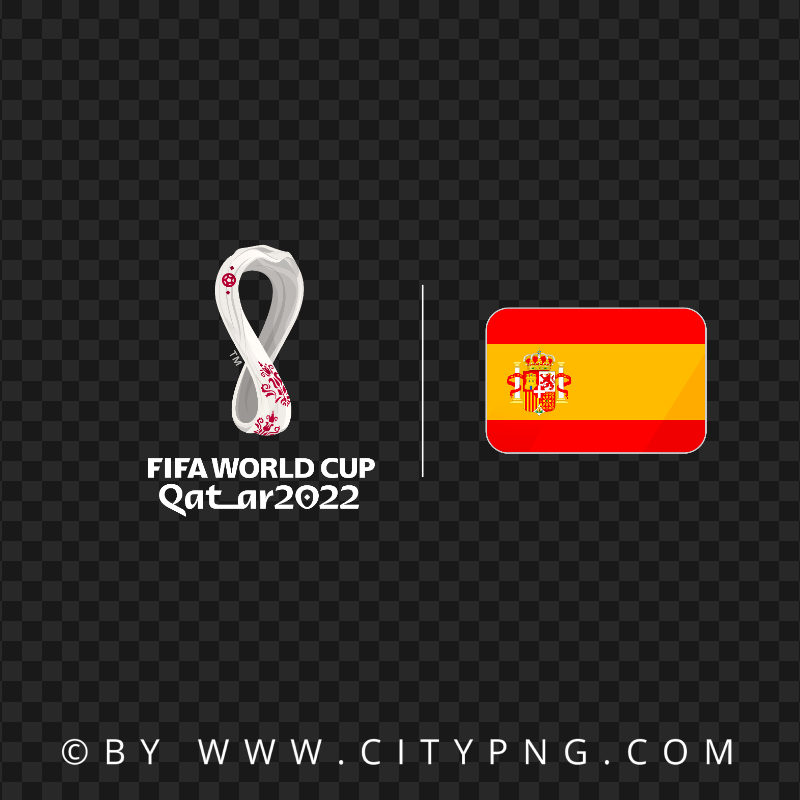Spain Flag With Fifa Qatar 2022 World Cup Logo PNG