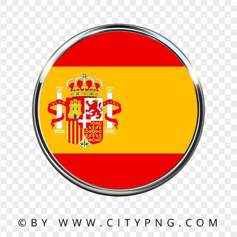 Spain Round Metal Framed Flag Icon HD PNG