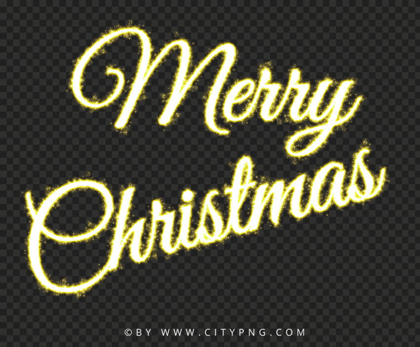 Sparkling Shining Yellow Merry Christmas Text PNG