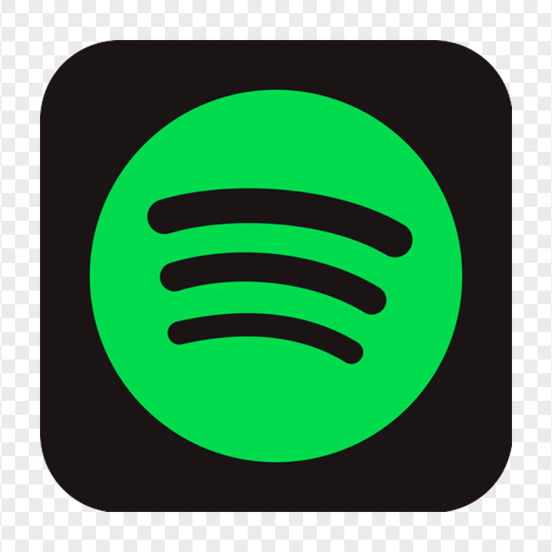 Square Black & Green Spotify App Icon PNG