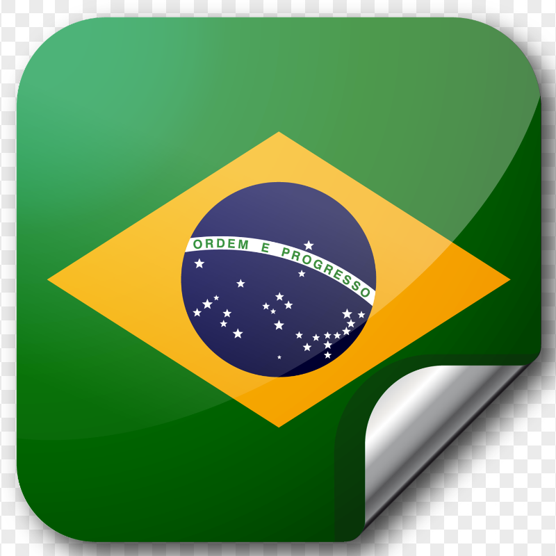 Square Brazil Flag Sticker Illustration HD PNG