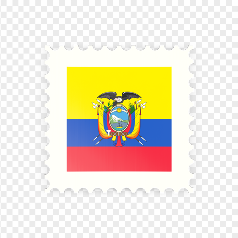 Square Ecuador Flag Postage Icon PNG