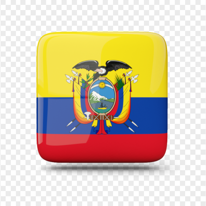 Square Glossy Ecuadorian Flag Icon PNG