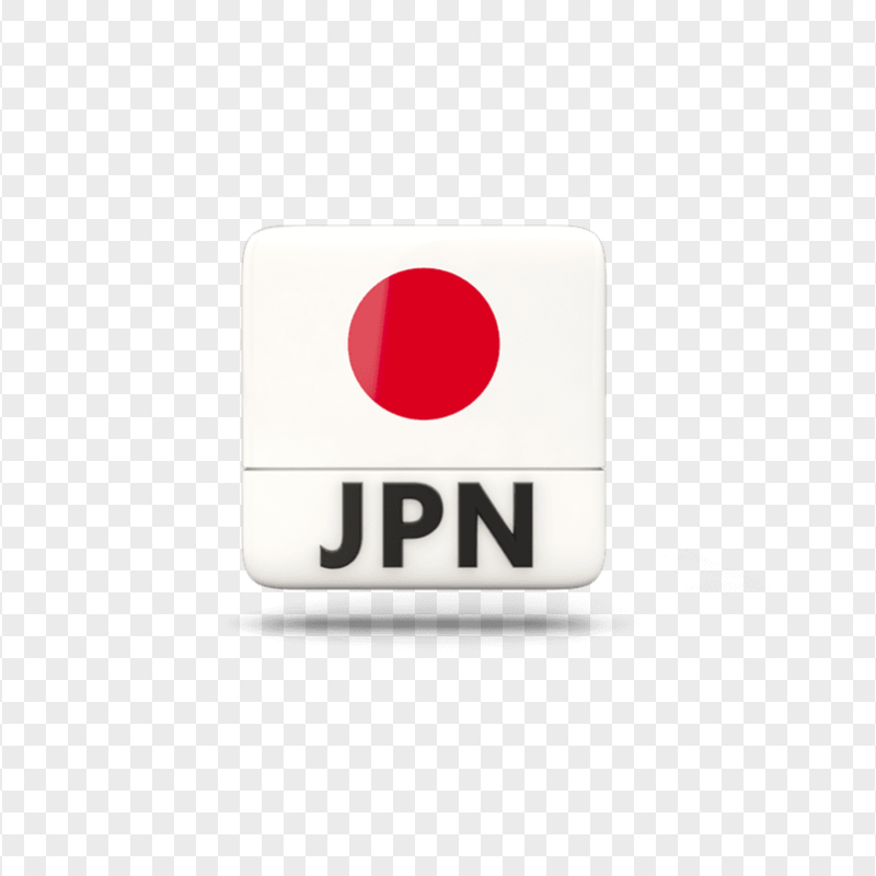 Square Glossy Japan JPN Flag Icon Button