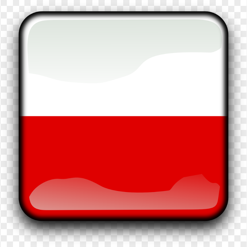 Square Glossy Poland Flag Icon PNG