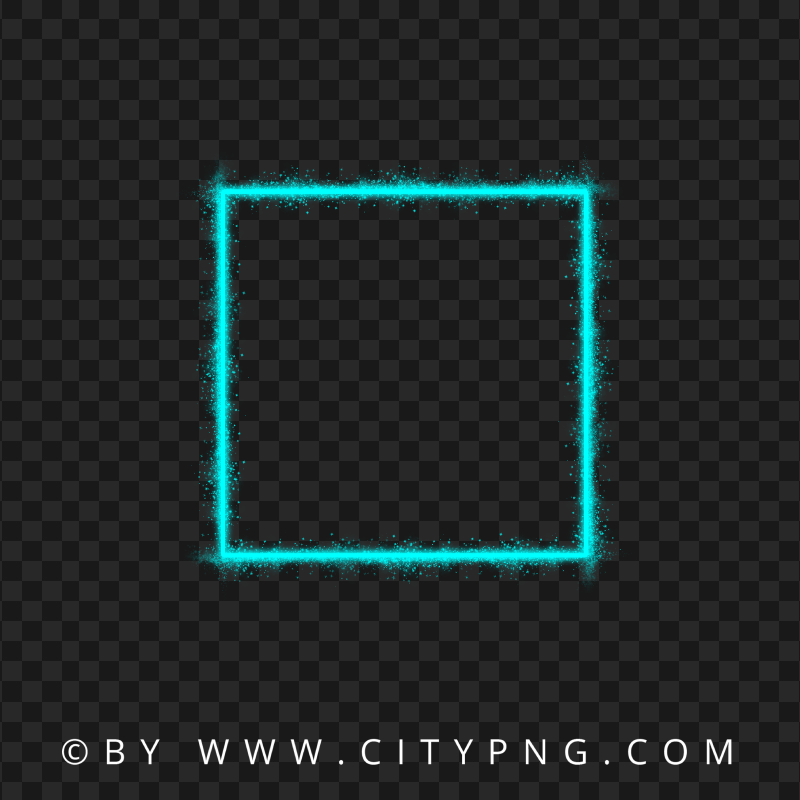 Square Glowing Neon Blue Green Aesthetic Frame PNG