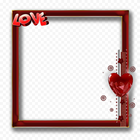 Square Love Valentine Photo Frame Download PNG