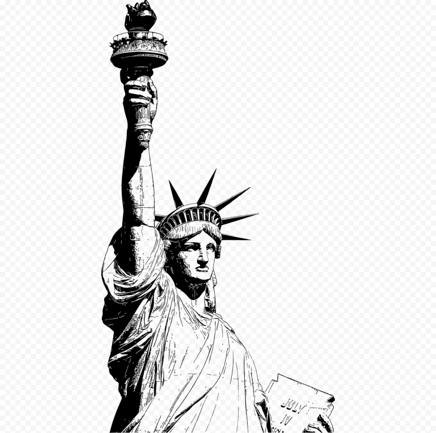 Statue Of Liberty Drawing Half Top PNG Image