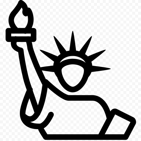 Statue Of Liberty Monument Black Outline Icon PNG