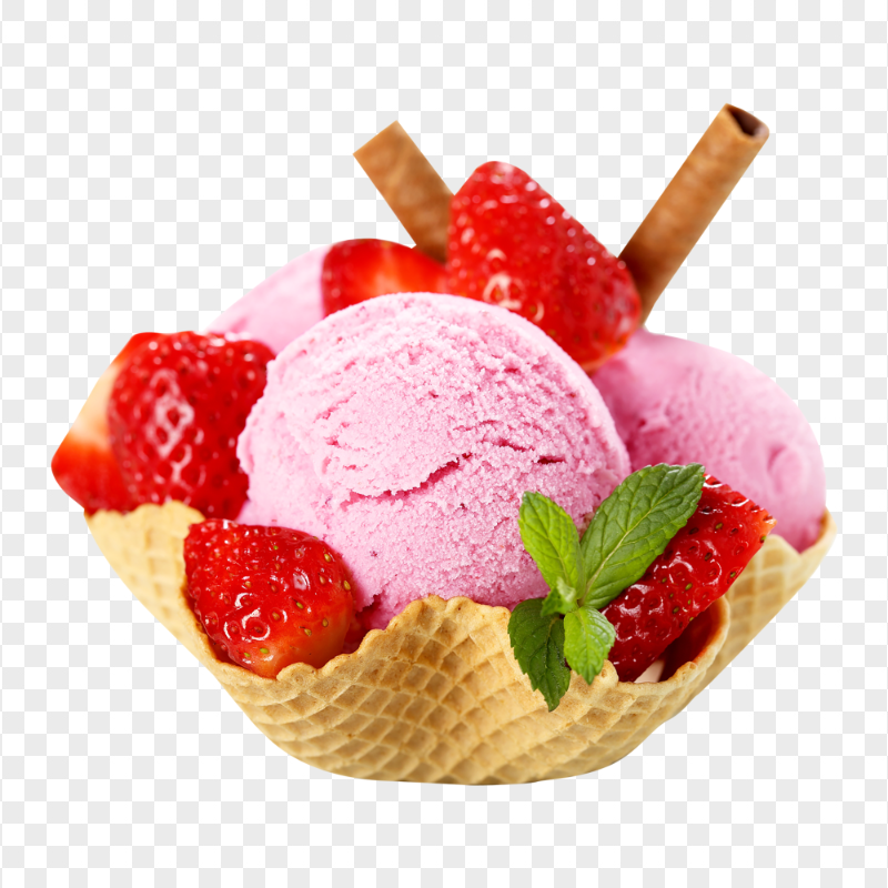 Strawberry Ice Cream Waffle Cone Baskets