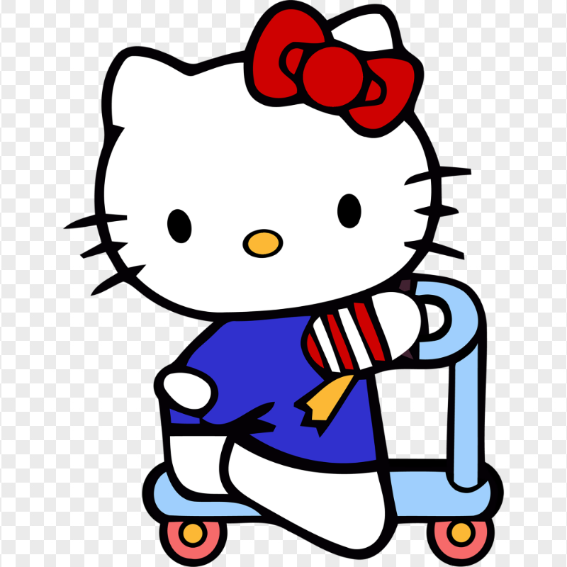 Sweet Hello Kitty Riding Scooter HD Transparent PNG