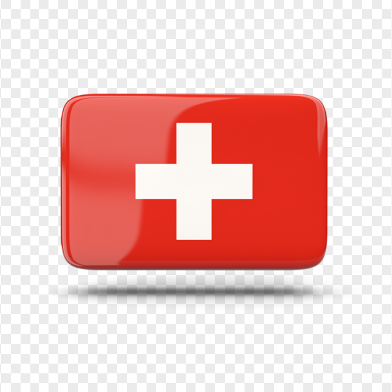 Switzerland Swiss Glossy Flag Button Icon
