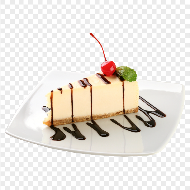 Tasty Cheesecake with Chocolat and Cherry HD Transparent PNG
