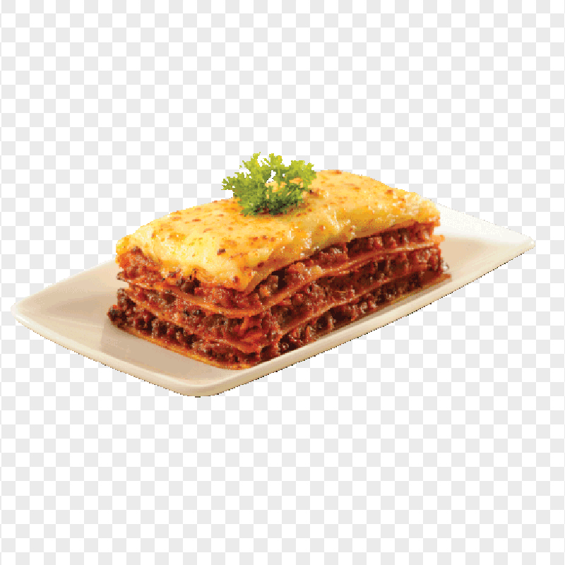 Tasty Lasagna Cheesy Served on Plate Transparent PNG