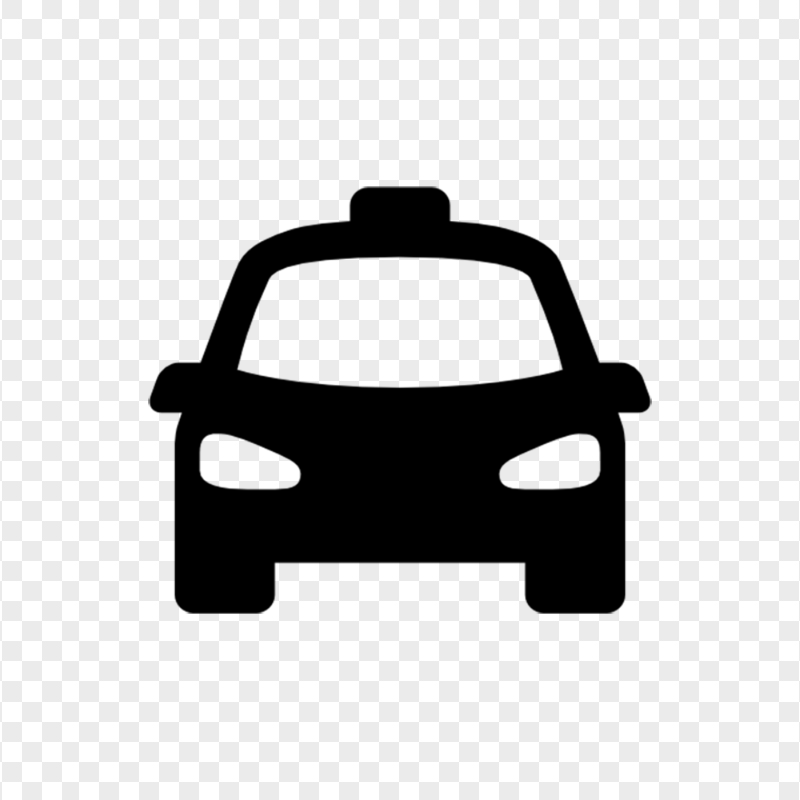 Taxi Cab Car Black Silhouette Front View Icon PNG