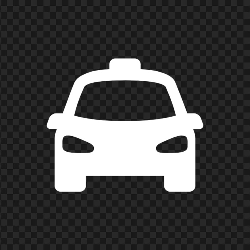 Taxi Cab Car White Silhouette Front View Icon PNG