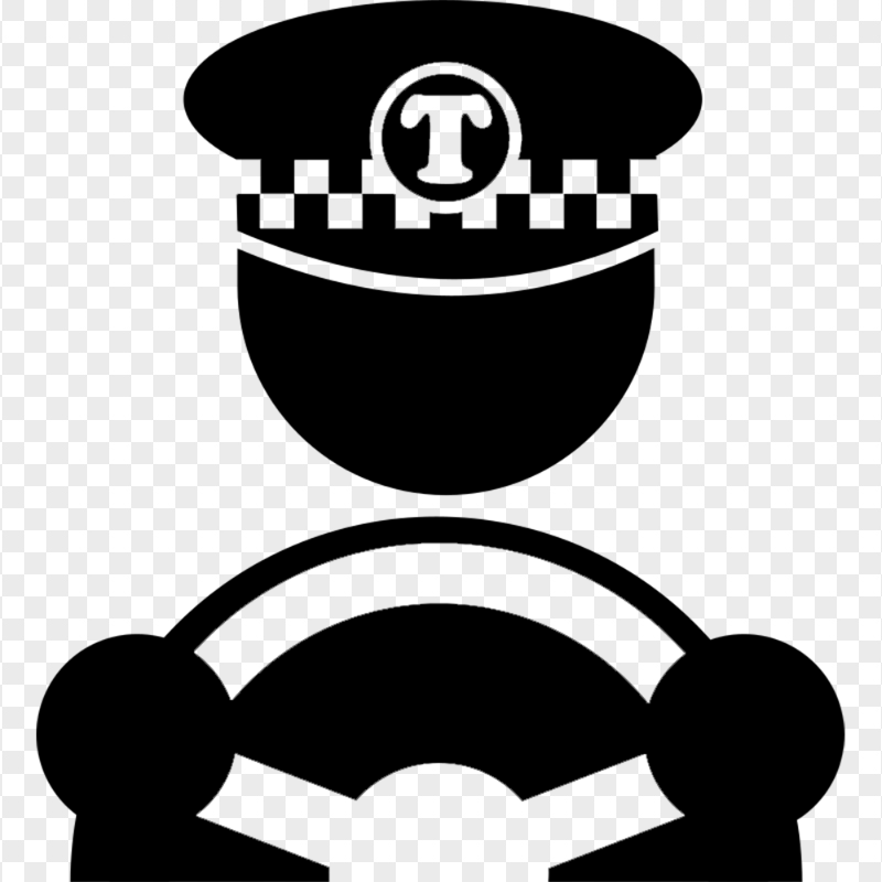 Taxi Cab Driver Driving Black Icon PNG