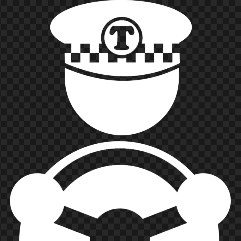 Taxi Cab Driver Driving White Icon PNG