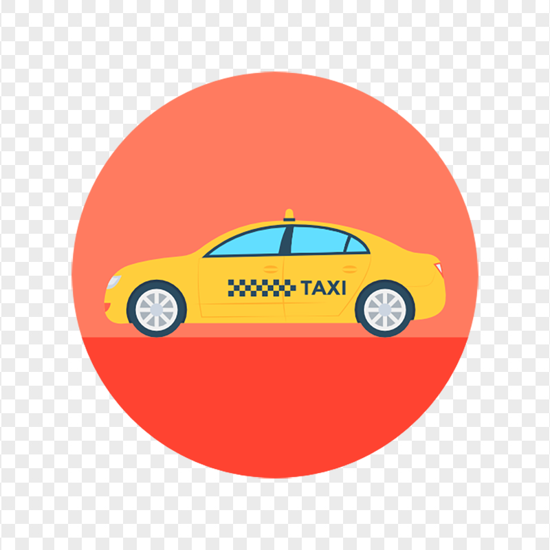 Taxi Cab Round Orange Circular Icon PNG