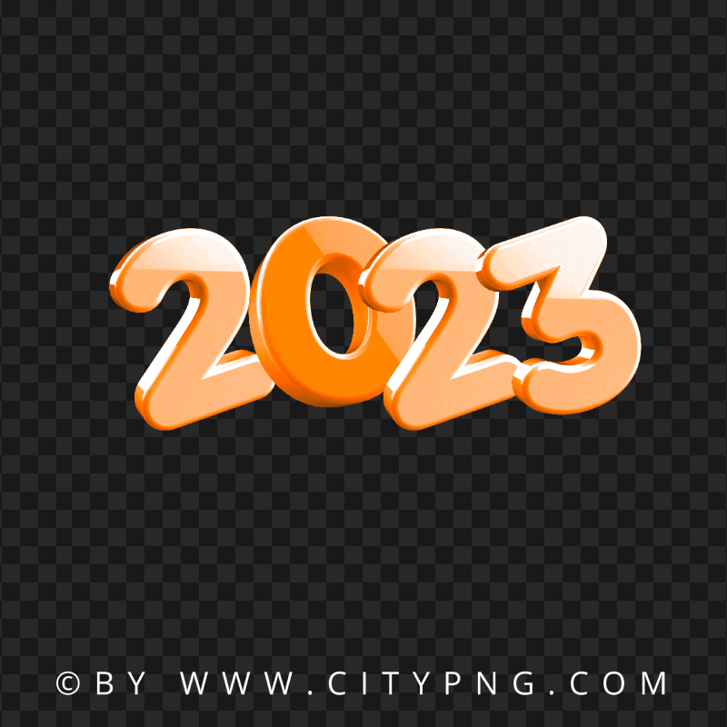 Text Numbers 3D Orange 2023 HD PNG