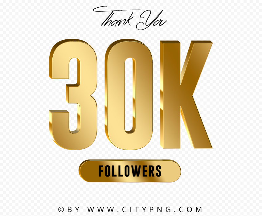 Thank You 30K Followers Gold PNG Image