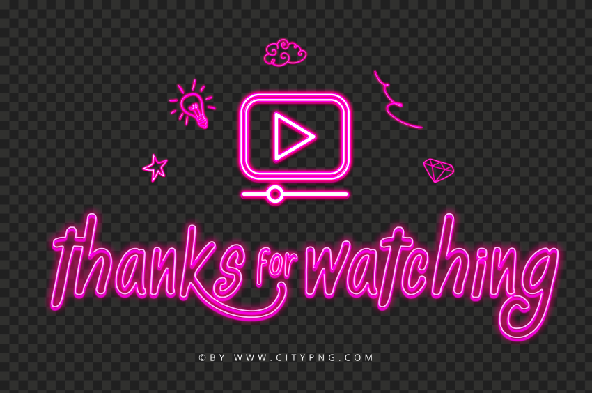Thanks For Watching Video Icon Pink Neon Design HD PNG