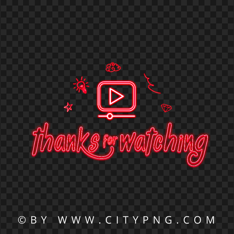 Thanks For Watching Video Icon Red Neon Design PNG