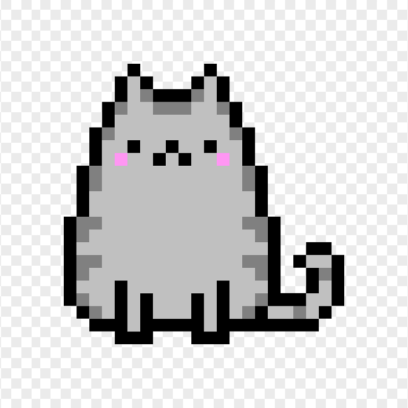The Pusheen Cat Cute Pixel Art HD Transparent Background